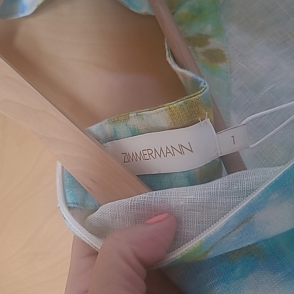 Zimmermann High Tide Buttoned mini dress sz 1 Aqua Ikat Floral - Picture 10 of 13